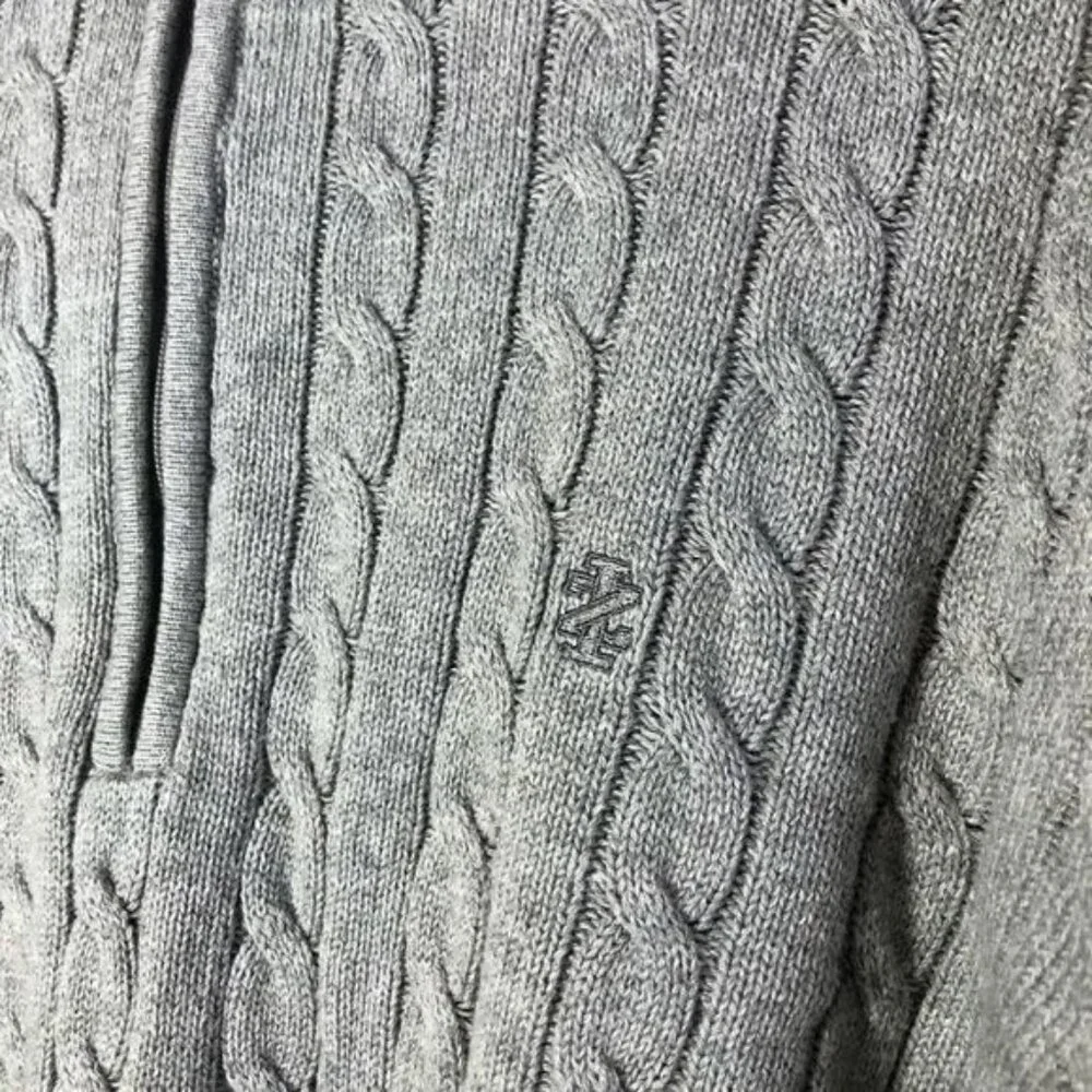 IZOD MEN'S GRAY 1/4‎ ZIP CABLE KNIT SWEATER SIZE MEDIUM-EUC